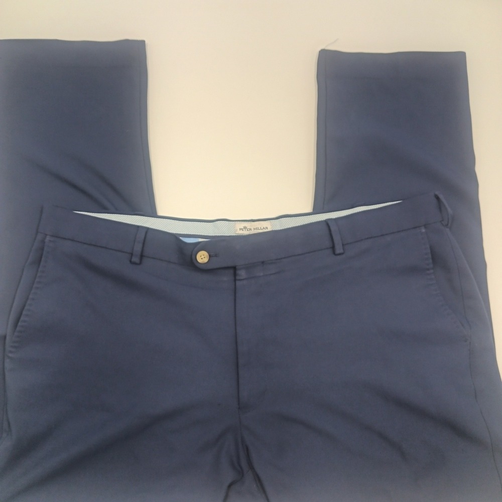Peter Millar Mens Navy Blue Flat Front Performance Golf Pants 40/30(42x29)